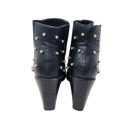 Liliana Pearl Studded High Heel Boots Faux Leather Pointed Toe Black Size 8.5 - Picture 4 of 9